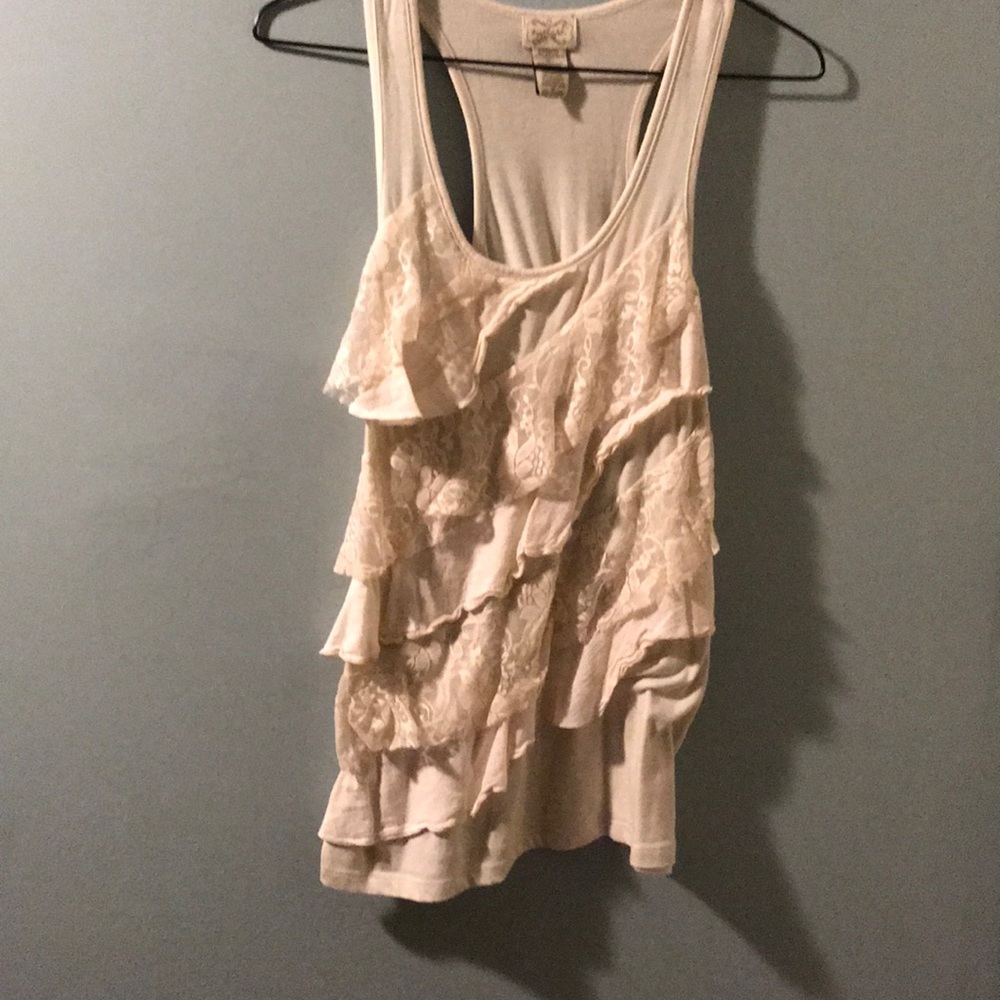 White tank top with lace on front